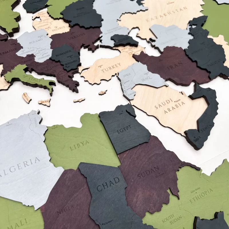 Carte 3D du monde en bois Printemps - Image 4