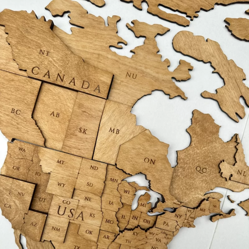Carte 3D du monde en bois Chêne - Image 4
