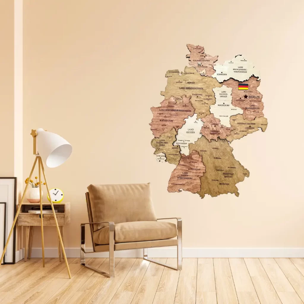 carte d'Allemagne en bois 3d